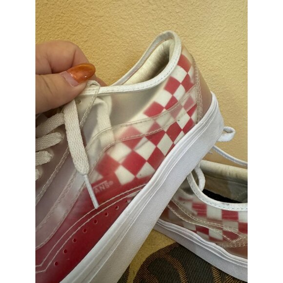 Vans  Comfy Cush Slip Skool Clear Red Checkerboard Sneakers Size 8 Mens - Picture 7 of 9
